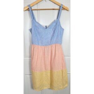Cynthia Rowley Colorblock Linen Mini Dress Size S